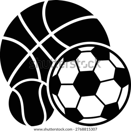 Three Sports Balls Icon Multi Sport Equipment Symbol
