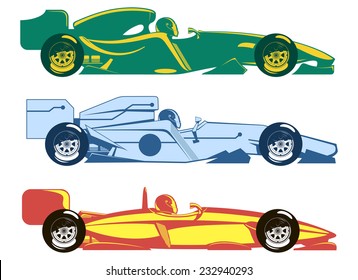  three sports racing car. 