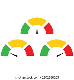 three sppedmeter icon isolated on white	
