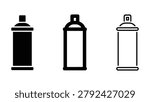 Three spray paint can icons in different styles and colors on a transparent background