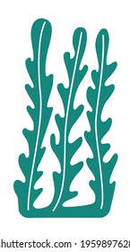 Three sprigs of seaweed beautiful silhouette on one root white background