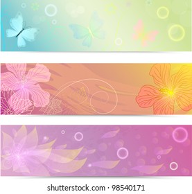 Three spring floral banners