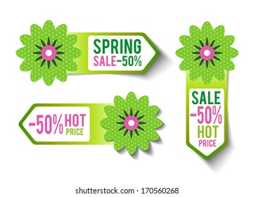 Trois étiquettes de vente au printemps - étiquettes de prix pour le web ou l'impression.