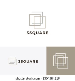 three square 3 logo vector icon illustration