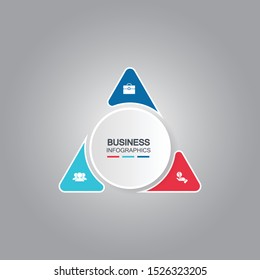 
three square elements with a paper icon and a place for the text to be white square paper. Concept 3 features business development. Infographic design template. Vector illustration.