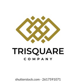three square logo. simple luxurious elegant logo for cosmetic, jewelery, hotel or anything else.