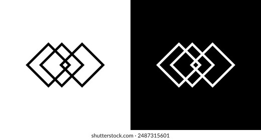 Three square logo. Triple infinity square logo vector. Infinite line outline logo design