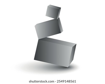 Three square paper boxes mockups isolated on white background. Vector illustration