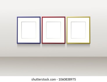 three square photo frame  with three color