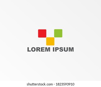 Three square shape icon.Universal color vector logotype