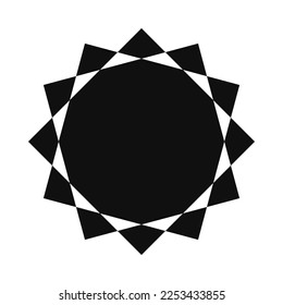Three squares sun negative space icon. A sunshine symbol made from a trio of square shapes. Isolated on a white background.