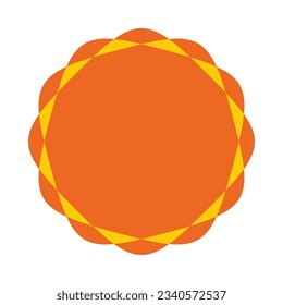 Three squircle shapes, sun orange icon. A sunshine symbol made from a trio of curved squares. Isolated on a white background.