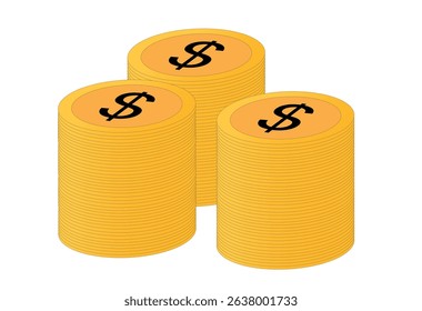 Three stack of coins gold color