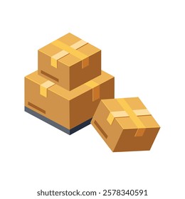 Three Stacked Cardboard Boxes vector design