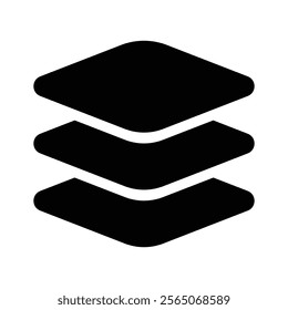 Three stacked layers, representing layers in design, data, or construction