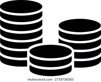 Three stacks of black coins with white stripes money finance