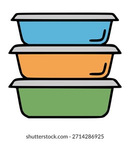 Tres pilas de diseño plano de la Plantilla de la Ilustración vectorial del color del envase de comida