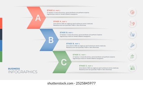 Três etapas ou degraus. Modelo de vetor