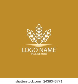 three stalks of wheat logo logo design vector