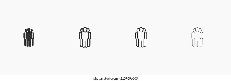 Three Standing People Flat Vector Icon. 3 Humans Icon 