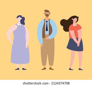 grupo de personajes de tres personas permanentes