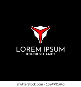 Three star abstract logo template with red and white color accent in flat design pictogram illustration