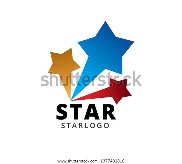 Three Star Blue Red Yellow Burst Stock Vector (royalty Free) 1377482810