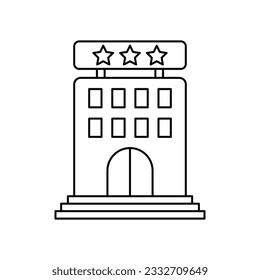 Three star hotel icon design. Building, rate, rating, live, stay, room, suit, rest, vacation, isolated on white background. vector illustration