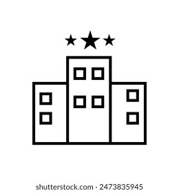 Icono de hotel de tres estrellas ideal para temas de hospitalidad y viajes