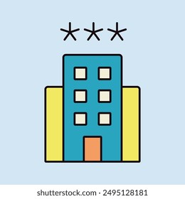 Three star hotel vector isolated icon. Graph symbol for travel and tourism web site and apps design, logo, app, UI