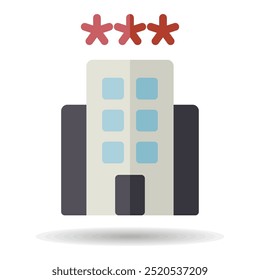 Ícone isolado de vetor de hotel de três estrelas. Símbolo gráfico para site de viagens e turismo e design de aplicativos, logotipo, aplicativo, UI