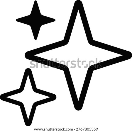 three star icon lineart bold and clean