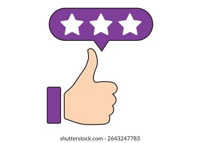 Three star rating icon design. Thumbs up. Good, review, thumb up, website icon. Editable vector graphics.