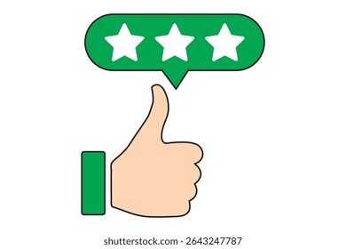 Three star rating icon design. Thumbs up. Good, review, thumb up, website icon. Editable vector graphics.