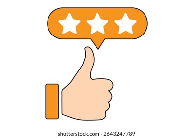 Three star rating icon design. Thumbs up. Good, review, thumb up, website icon. Editable vector graphics.