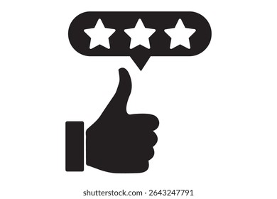 Three star rating icon design. Thumbs up. Good, review, thumb up, website icon. Editable vector graphics.