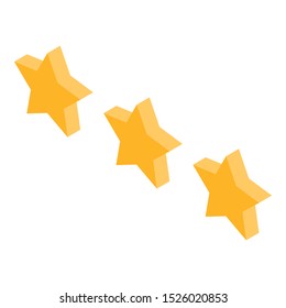 Three star rating icon. Isometric of three star rating vector icon for web design isolated on white background