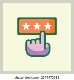 Three Star Rating Icon with Pointing Hand, Customer Feedback concept design, vector illustration