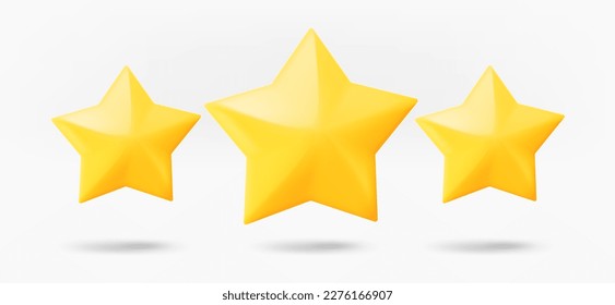 Three star rating stars concept. 3d vector isolated on white background