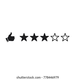 three star rating vector icon, like icon, flat design best vector star rating and like illustration 