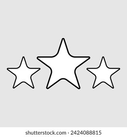 Three star stroke style isolated vector element. Positive feedback icon. Customer feedback review star rating symbol. Vector illustration. Eps file 232.