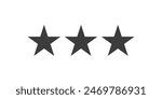 three stars customer product rating review flat icon for apps and websites