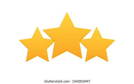 Three stars customer product rating review. Modern flat style vector illustration.