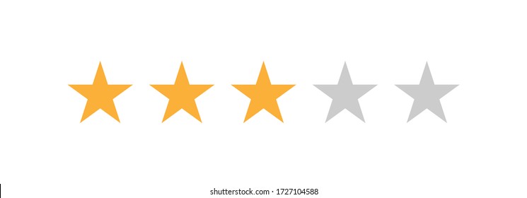 Three stars customer product rating review flat icon for apps and websites