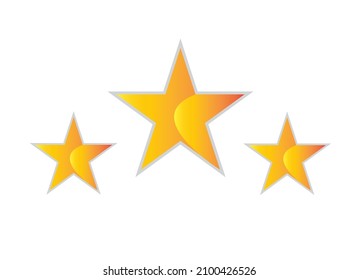 Three stars customer product rating review flat icon for apps and websites vector 