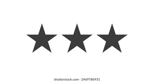 three stars customer product rating review flat icon for apps and websites