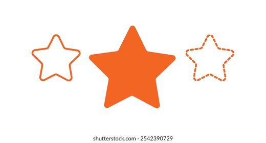 three stars customer product rating review flat icon for apps and websites