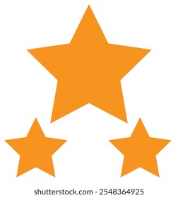 Three stars customer product rating review flat icon. Concept of best ranking. Customer review. Good result. 