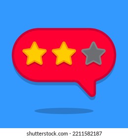 Three stars. Customer rating, reviews. Isolated on white background. Vector illustration