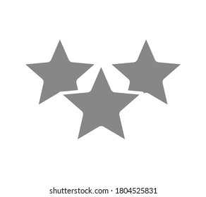 Three stars, customer review gray icon. Rating, add to favorites, feedback symbol